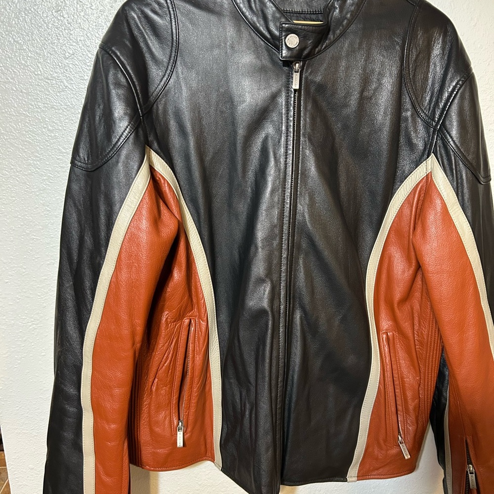 Wilsons Leather Black and Red Bomber Jacket